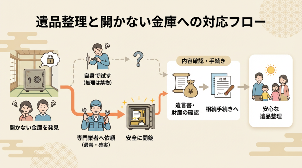 【まとめ】金庫が開かない！遺品整理で金庫が見つかった時の対処法と中身の確認
